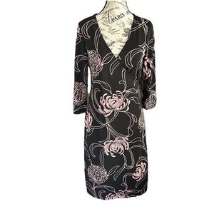 La Belle Vintage Black Pink Floral Long Sleeve Dress Size L USA 90s Y2K Fairy